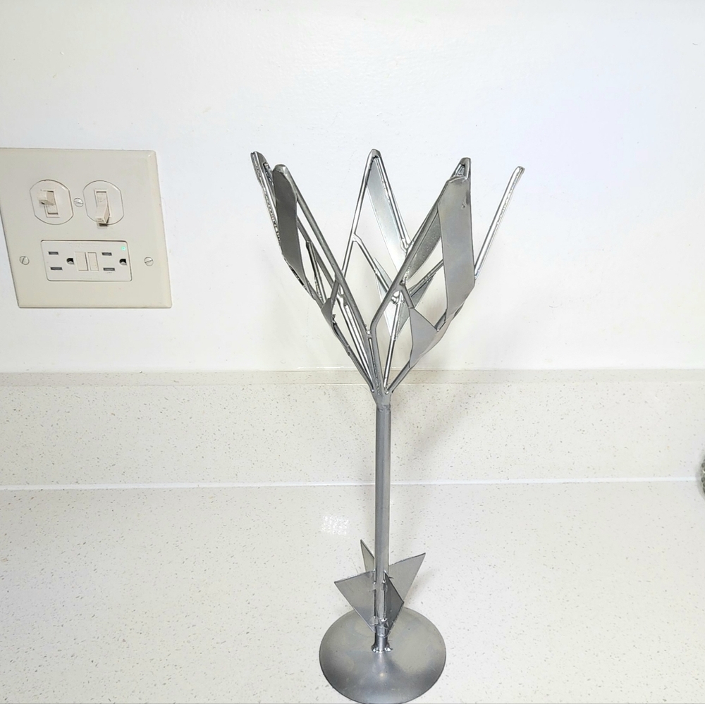 Metal Silver Geometric Art Sculpture.